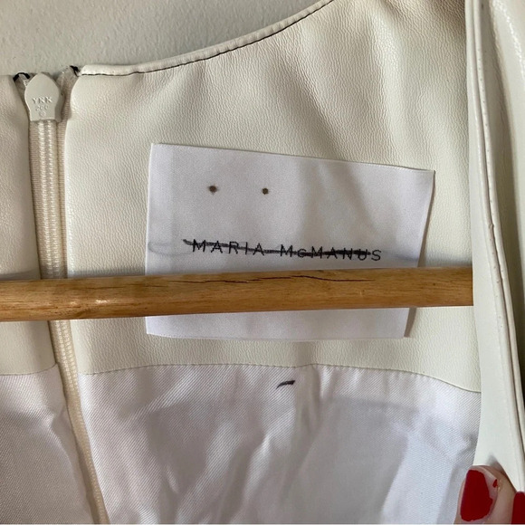 MARIA MCMANUS Topstitch Detail V-neck Midi Dress In Ivory Size 2 - Picture 5 of 12
